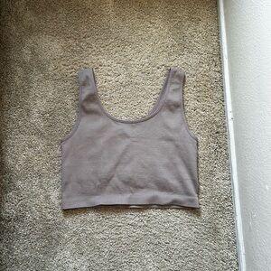 Brown ribbed seamless sport top Size M